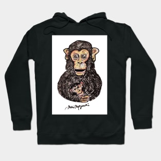 a Mother Monkey cuddling her chimp Hoodie